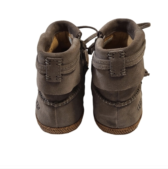 EUC UGG Reid Moc Zippered Bootie Slate Size 5.5 Boho Bohemian Moccasin - Picture 4 of 5